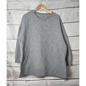 Old Navy Womens Sweatshirt Size XXL Gray Long-Sleeve Vintage Quilted Oversized